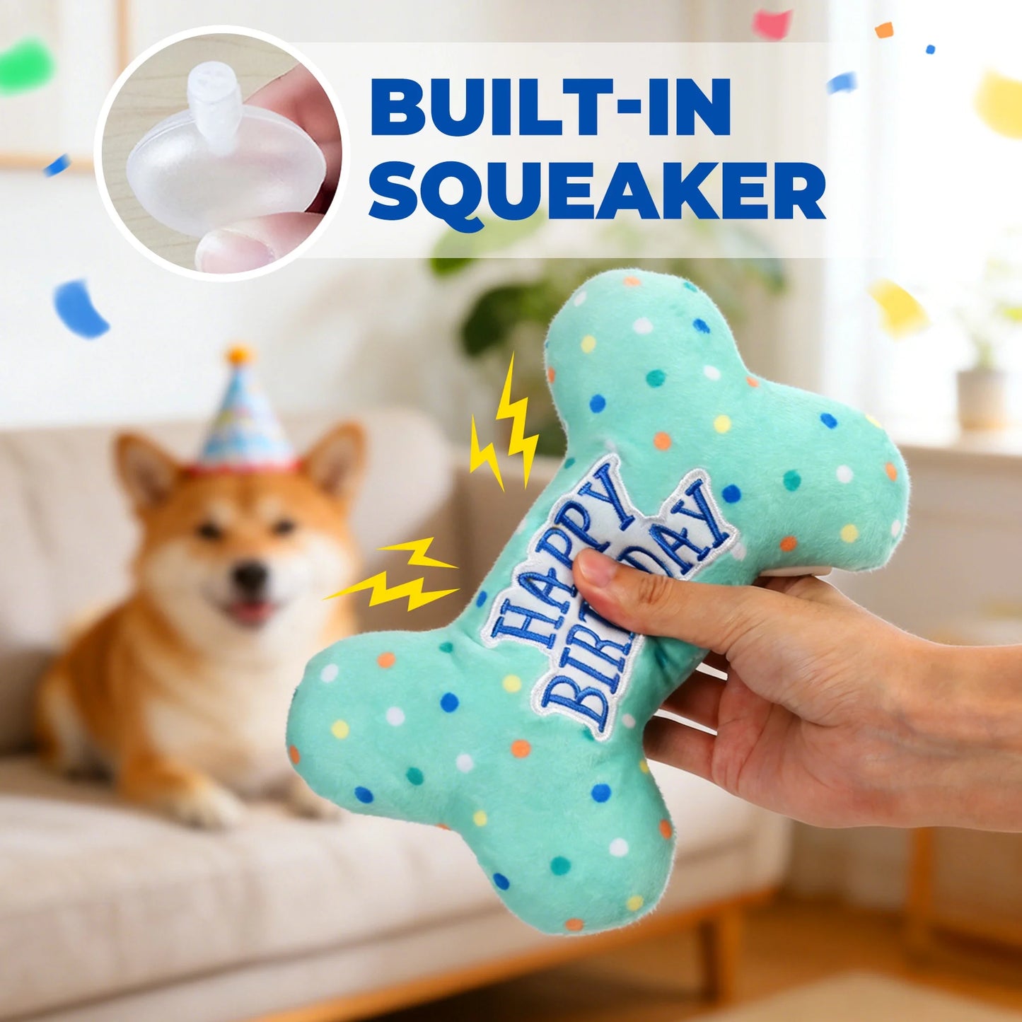 Premium Plush Dog Birthday Squeaky Chew Toys - Ideal for Small to Large Breeds
