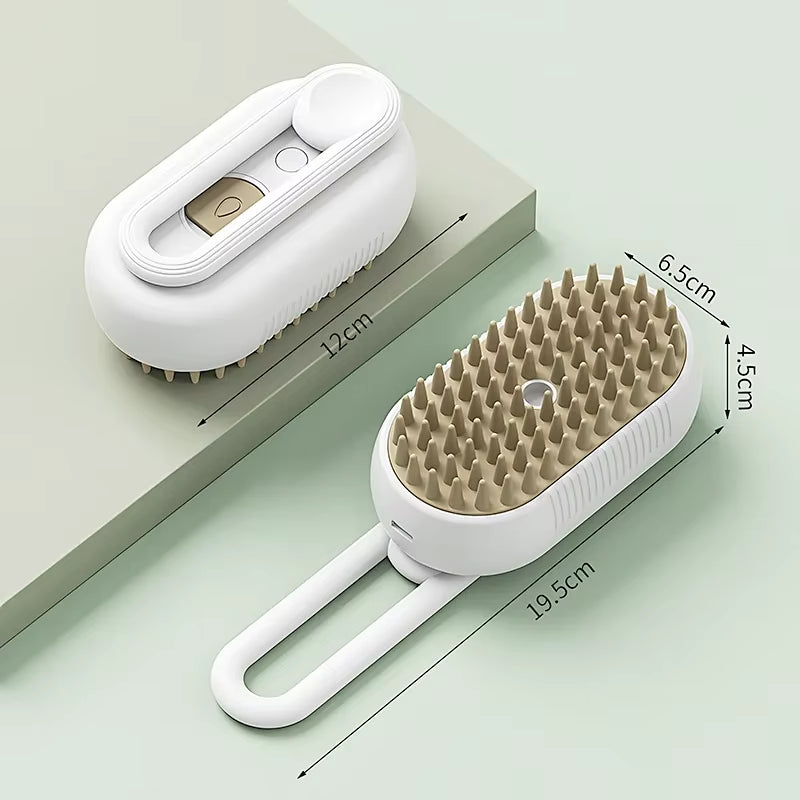 3-in-1 Electric Steam Brush for Cats - Grooming, Massage, and Hair Removal Comb with Water Spray Function