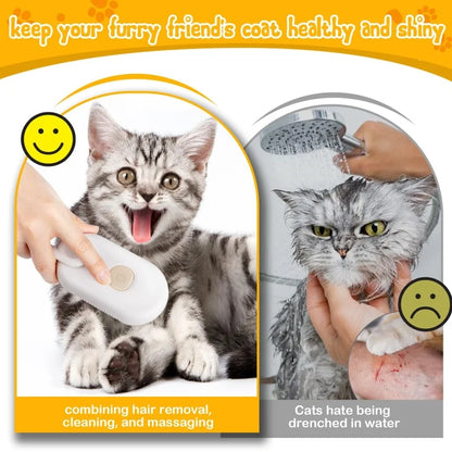 3-in-1 Electric Steam Brush for Cats - Grooming, Massage, and Hair Removal Comb with Water Spray Function