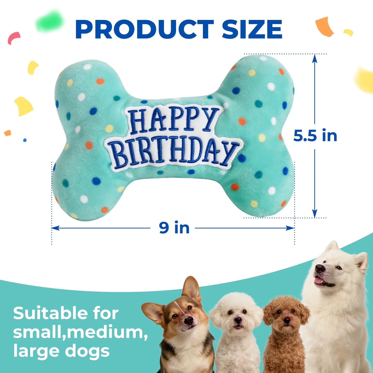 Premium Plush Dog Birthday Squeaky Chew Toys - Ideal for Small to Large Breeds