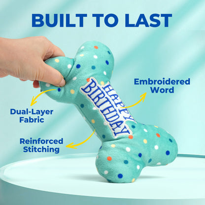 Premium Plush Dog Birthday Squeaky Chew Toys - Ideal for Small to Large Breeds