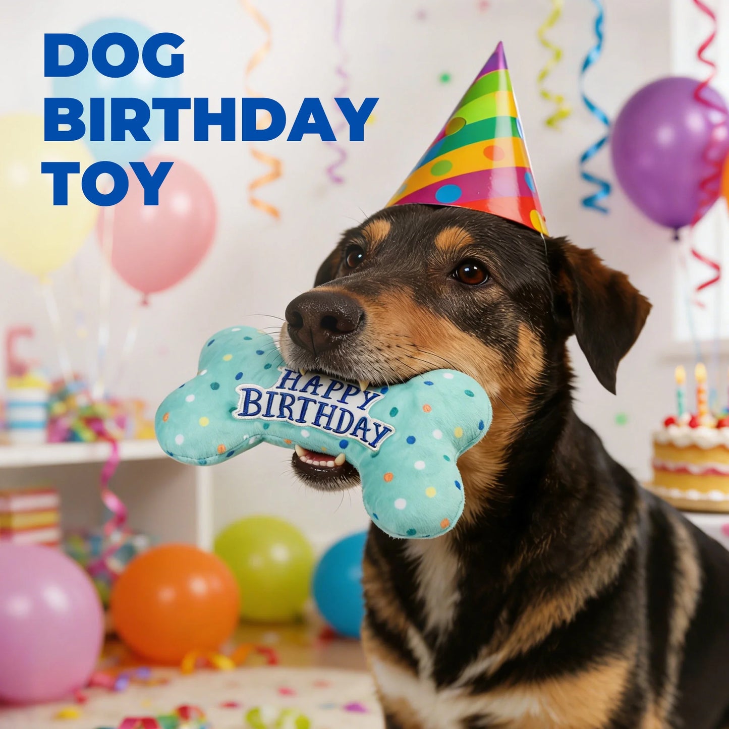Premium Plush Dog Birthday Squeaky Chew Toys - Ideal for Small to Large Breeds