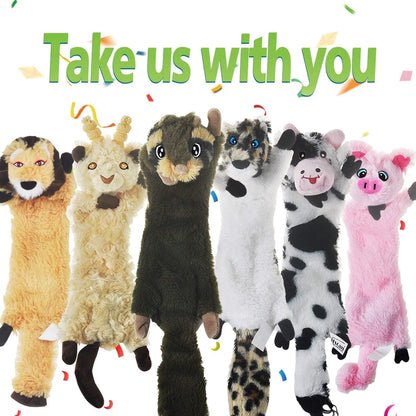 Durable No-Stuffing Dog Squeaky Toys - 6 Pack Crinkle Plush Chew Toys for Small Dogs and Puppies