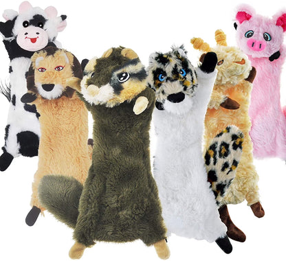 Durable No-Stuffing Dog Squeaky Toys - 6 Pack Crinkle Plush Chew Toys for Small Dogs and Puppies