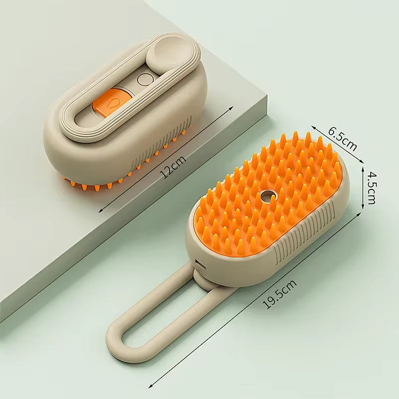 3-in-1 Electric Steam Brush for Cats - Grooming, Massage, and Hair Removal Comb with Water Spray Function