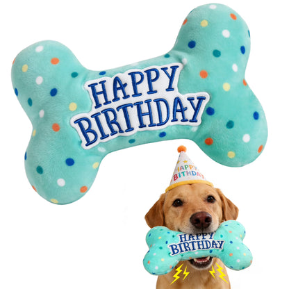 Premium Plush Dog Birthday Squeaky Chew Toys - Ideal for Small to Large Breeds