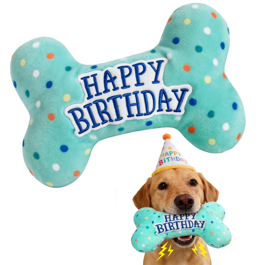 Premium Plush Dog Birthday Squeaky Chew Toys - Ideal for Small to Large Breeds